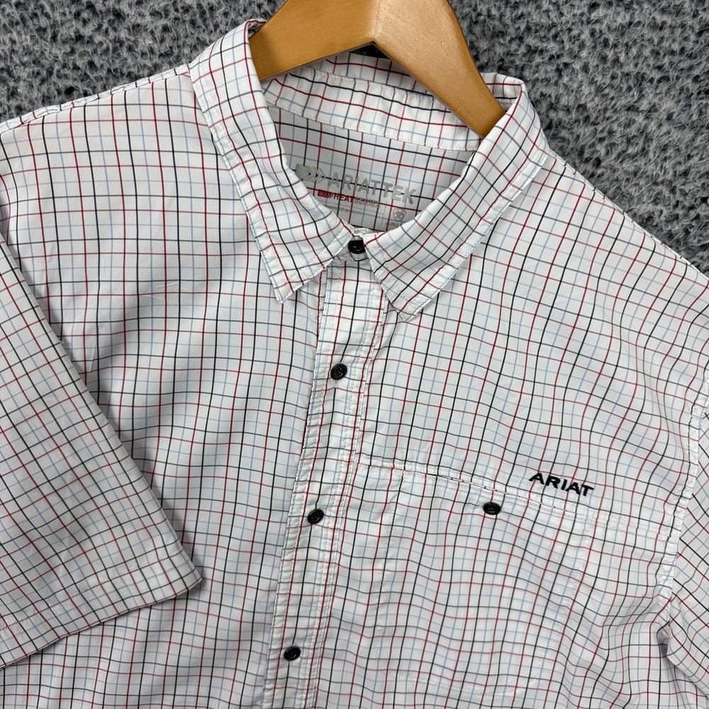 Ariat Shirt Mens XL White Check Vented Button Up AriatTEK Performance Western
